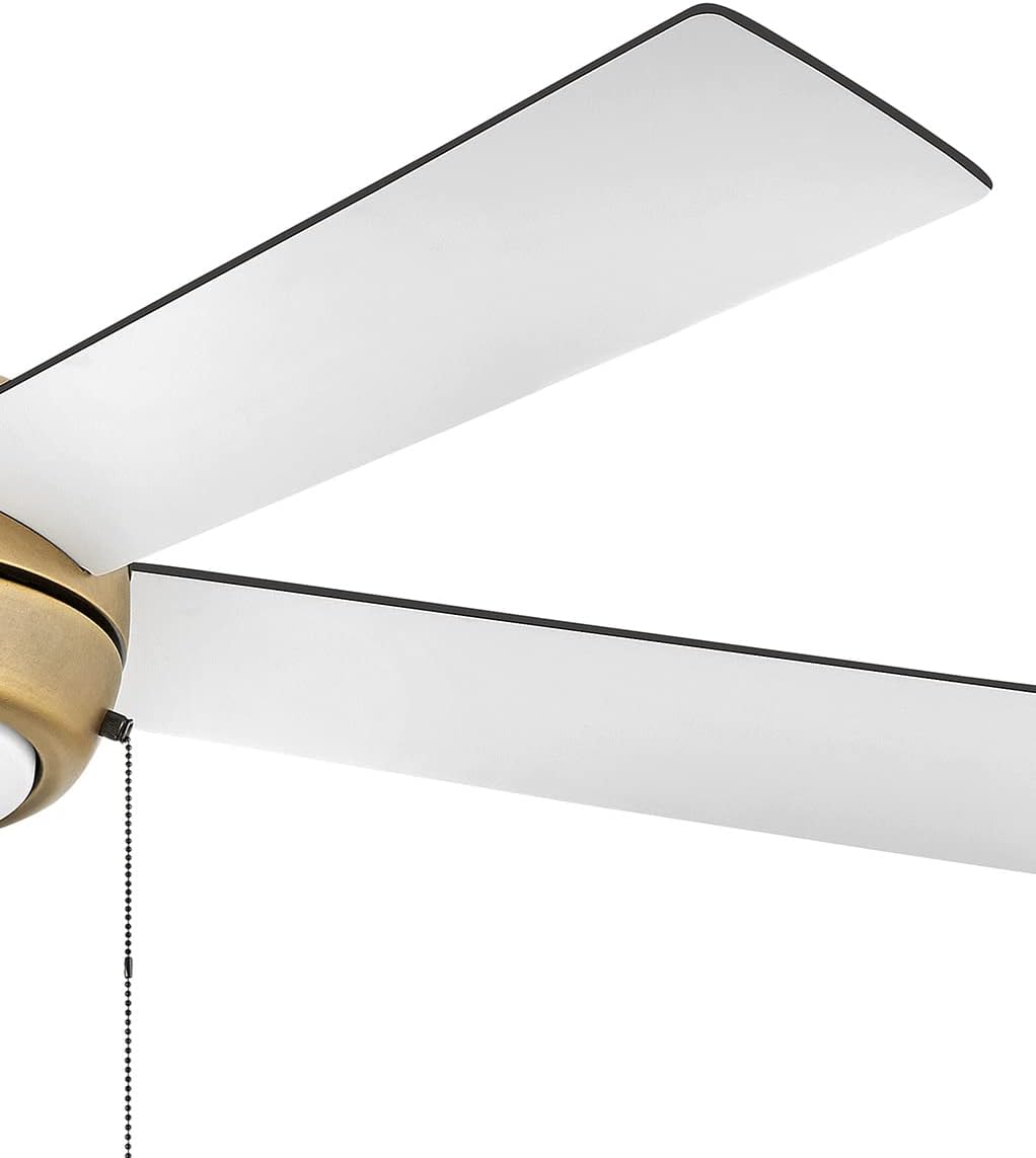 Hinkley Croft 52' Indoor Ceiling Fan with Light, Pull Chain Operation, Reversible Wooden Fan Blades, Integrated LED, Heritage Brass
