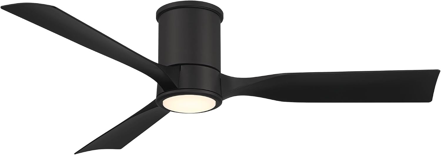 Casa Vieja 56' Keel Modern Indoor Outdoor Ceiling Fan 3 Blade LED Light Remote Control Matte Black Finish Blades Bedroom Patio Living Room Kitchen Porch Hugger Damp Rated Flush Mount Garage Exterior