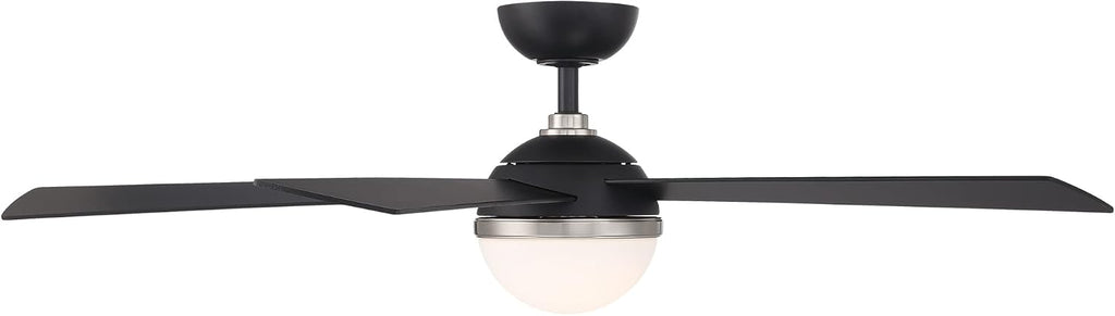 WAC F-053L-BN/MB Eclipse 54' Outdoor Ceiling Fan with LED Lights and Remote, Brushed Nickel Matte Black