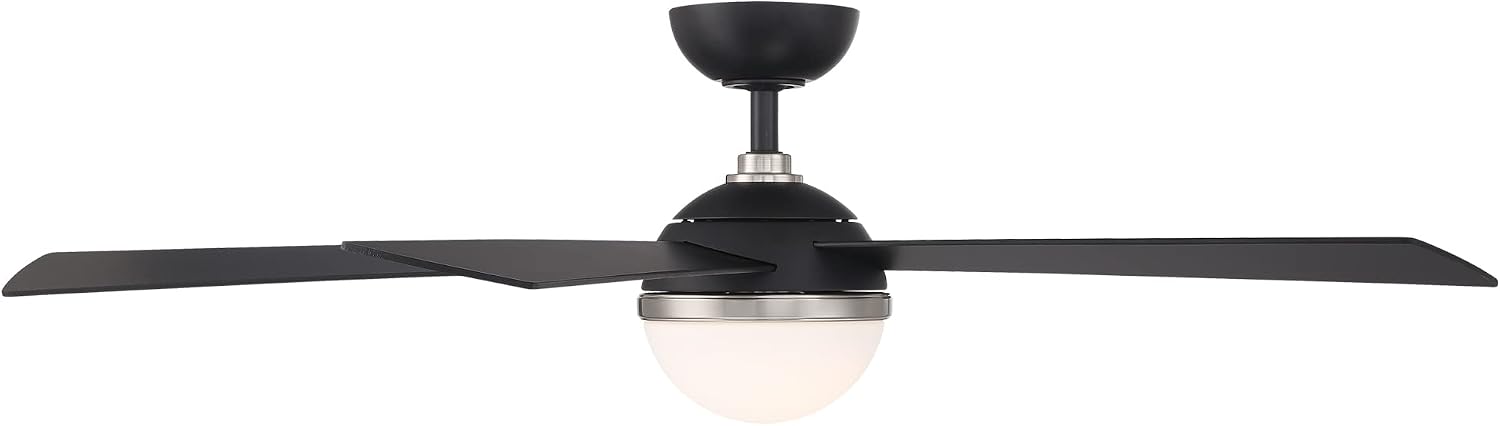 WAC F-053L-BN/MB Eclipse 54' Outdoor Ceiling Fan with LED Lights and Remote, Brushed Nickel Matte Black