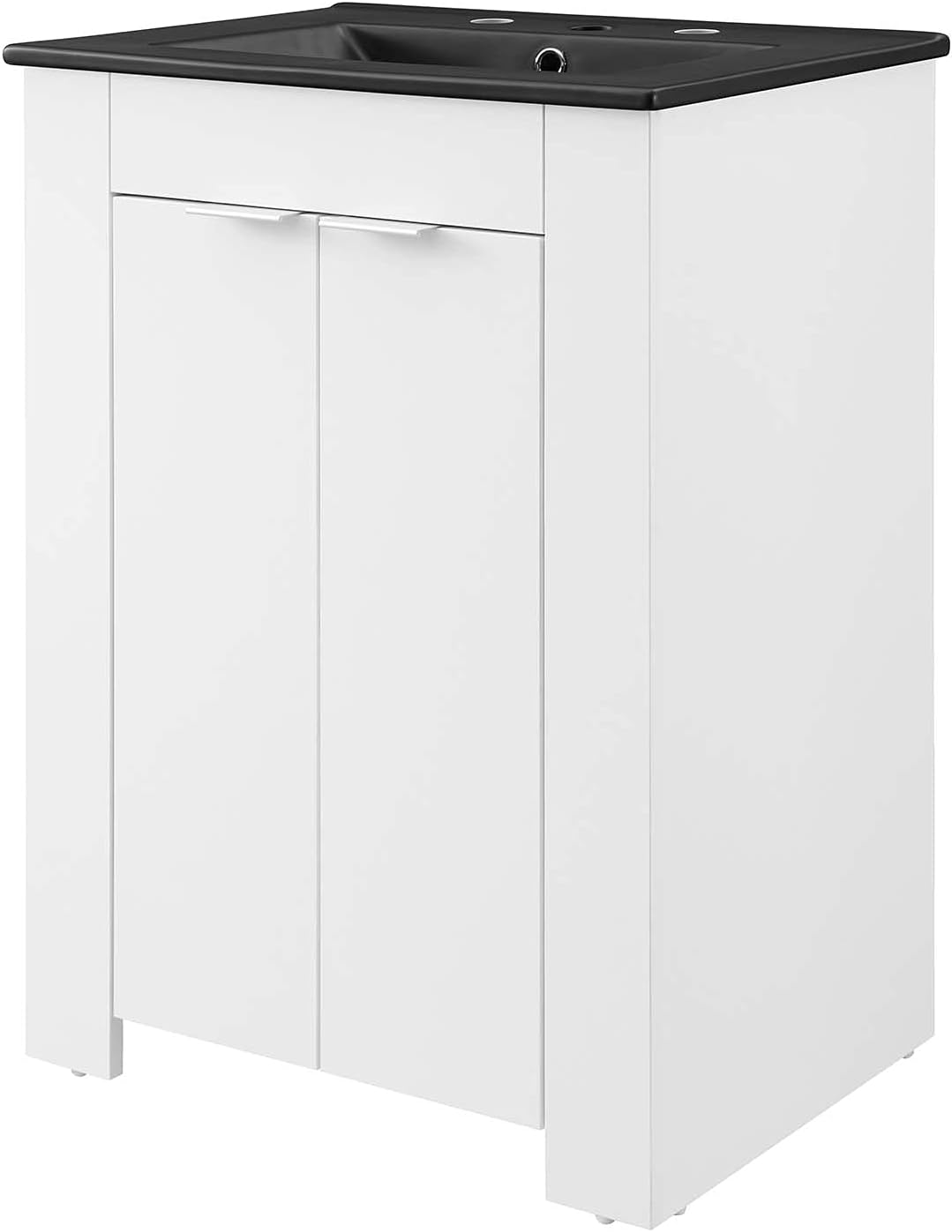 Sink Vanity Cabinet, Melamine, White Black, Modern Contemporary, Hotel Bedroom Bathroom Master Suite