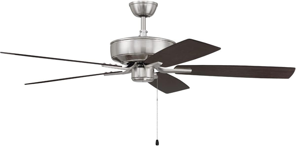 Craftmade 52' Pro Plus P52BNK5-52DWGWN Indoor Fan with in Brushed Polished Nickel with Reversible Greywood/Grey Walnut Blades