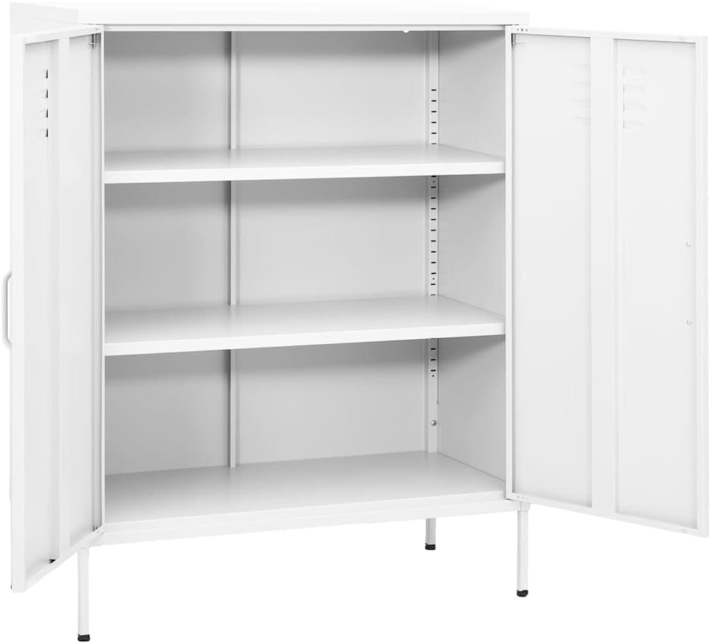 Metal Side Accent Storage Cabinet with Adjustable Shelves, Steel Storage Cabinet for Entryway and Hallway, 31.5'x13.8'x40',-254