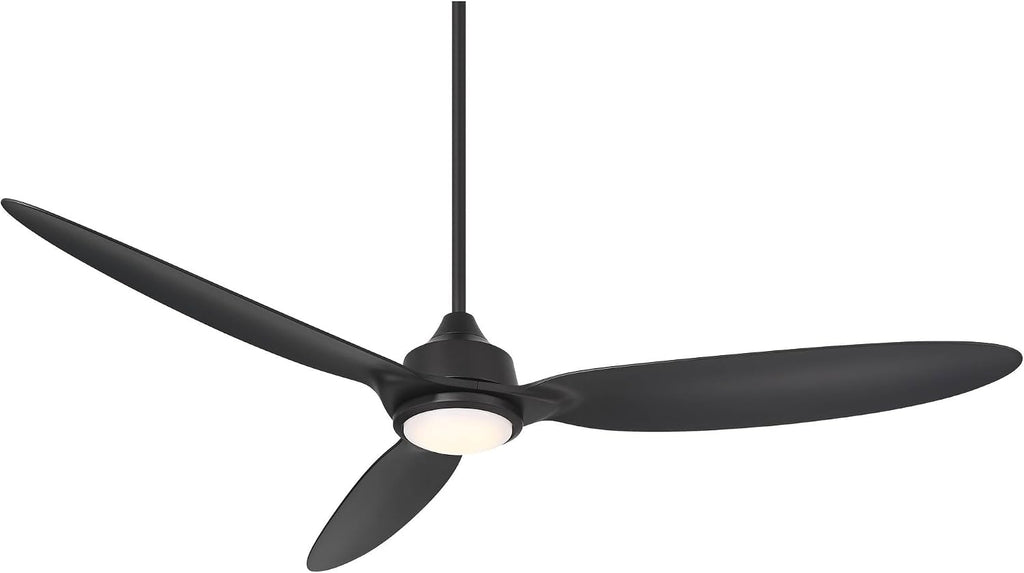 Casa Vieja 60' Revere Mid Century Modern Indoor Outdoor Ceiling Fan 3 Blade Customize LED Remote Control Matte Black Finish Blades Bedroom Patio Living Room Kitchen Damp Rated Decorative DC Motor