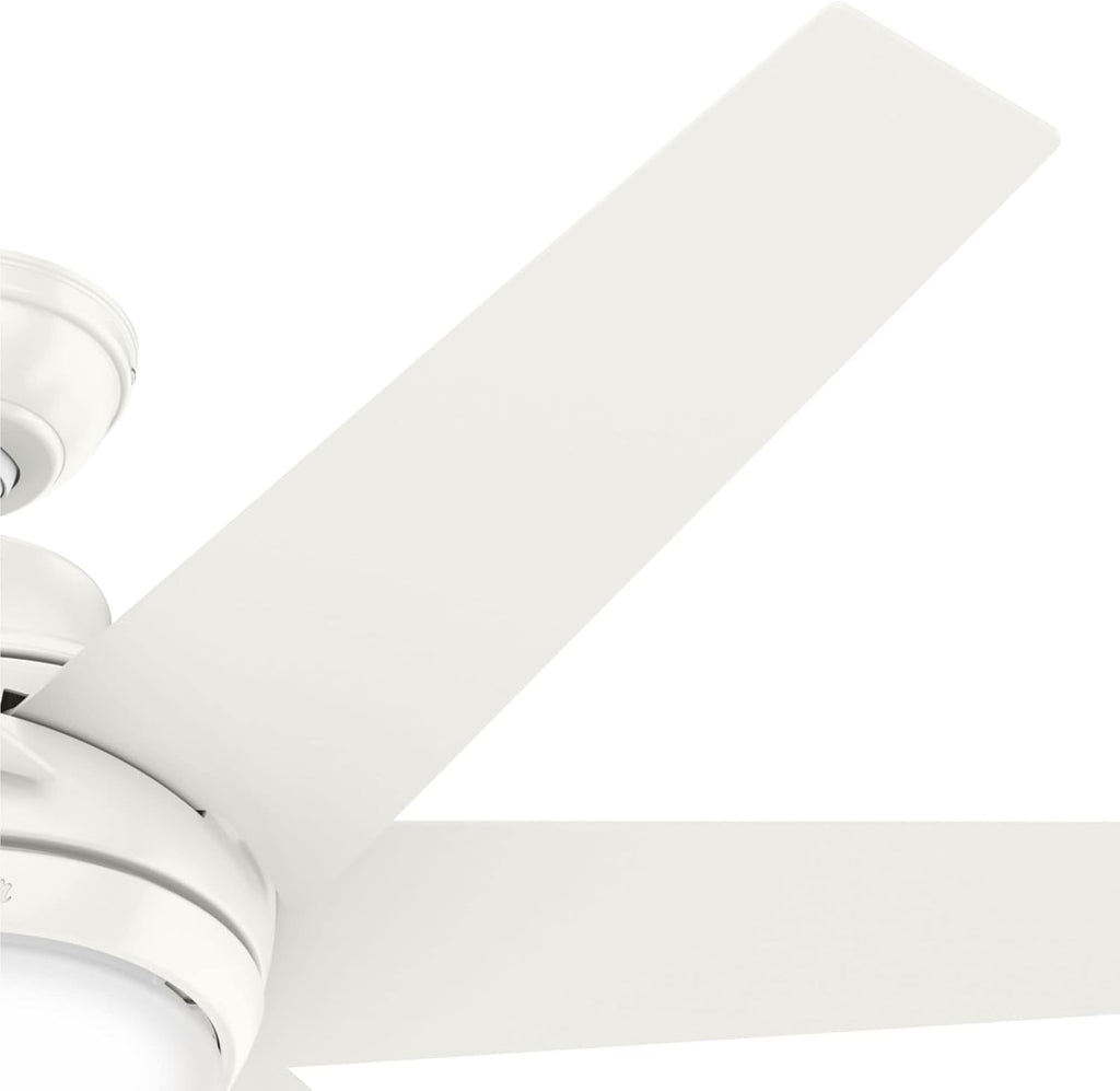 Hunter 52 inch Indoor Ceiling Fan with LED Light and Remote Control - Modern White Ceiling Fan, Standard Mount, 6 Blades, For Bedroom, Living Room, or Kitchen, Quiet - Sotto 50977, Fresh White