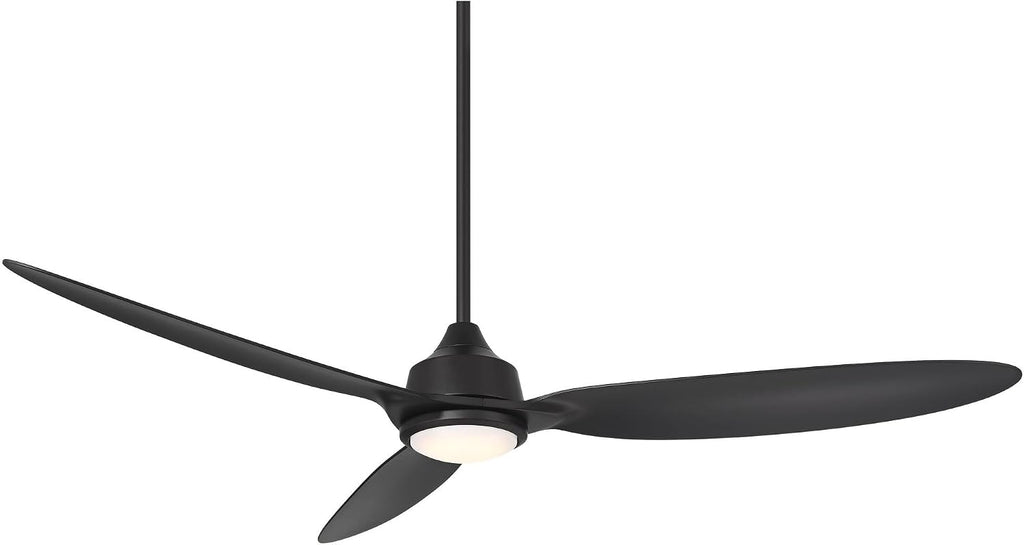 Casa Vieja 60' Revere Mid Century Modern Indoor Outdoor Ceiling Fan 3 Blade Customize LED Remote Control Matte Black Finish Blades Bedroom Patio Living Room Kitchen Damp Rated Decorative DC Motor