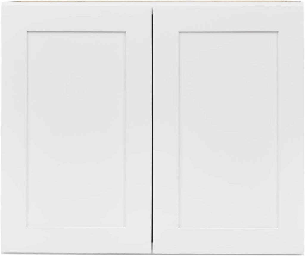 White Shaker Wall Cabinet - Ready to Assemble, Perfect for Kitchen, Laundry, and Bathroom Storage - 24'W x 24'H x 12'D