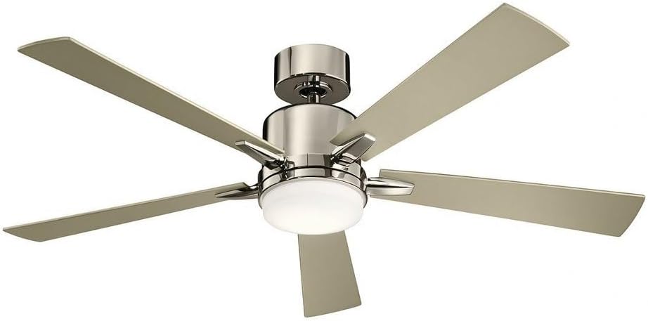 KICHLER 330000NI Protruding Mount, 5 Silver/Walnut Blades Ceiling fan with 73 watts light, Brushed Nickel