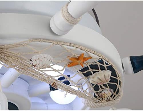 LITFAD Modern LED Ceiling Light with Fan Nautical Style Anchor Hanging Ceiling Fan Light with Invisible Blade 3-Color Light Pendant Light in White Finish for Living Room Bedroom Children's Room