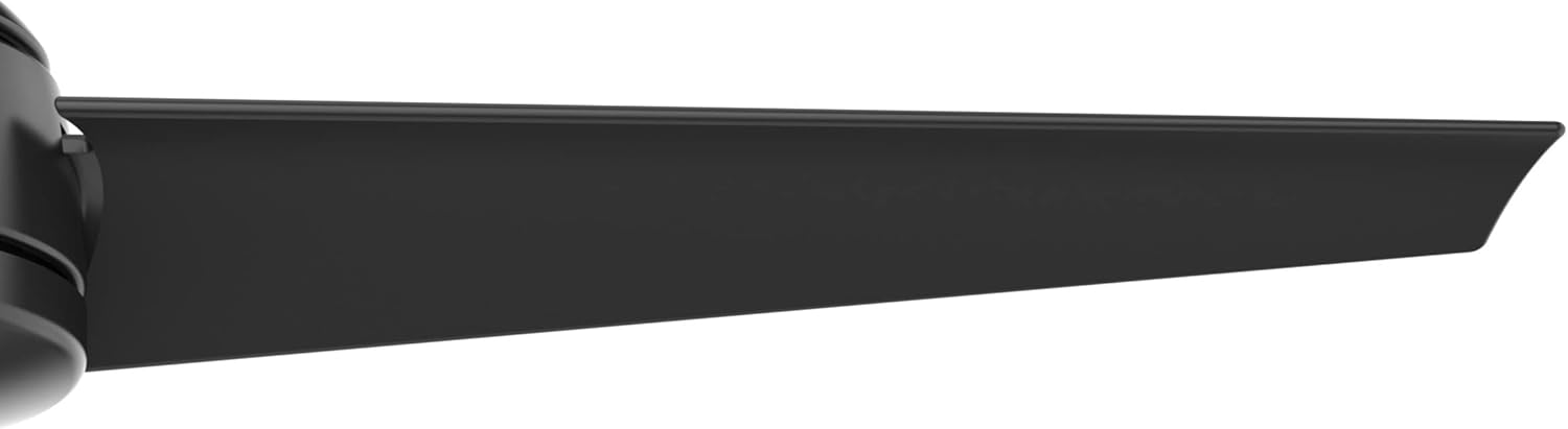 Hunter 52 inch Outdoor or Indoor Ceiling Fan No Light - Black Ceiling Fan without Light, For Patio, Porch, Garage, or Living Room, Standard Mount, 3 Blades, Wall Control - Trimaran 59609, Matte Black