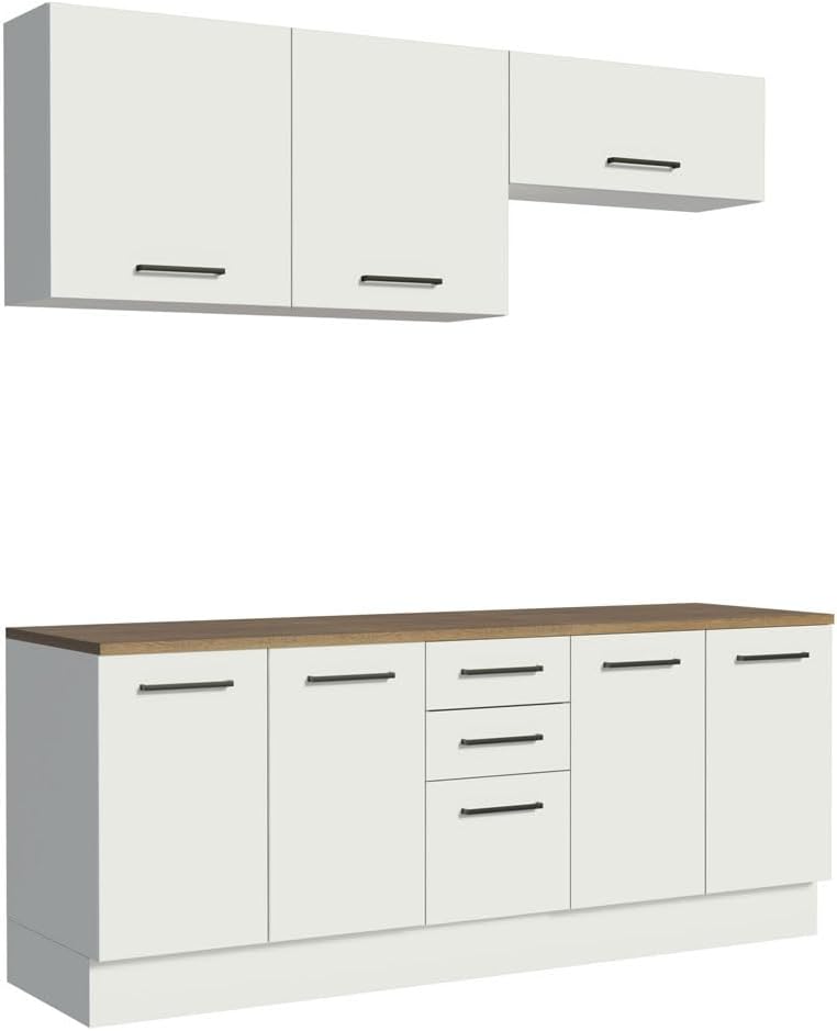 Madesa 4-Piece Garage and Utility Room Storage Cabinet Set 78 Inch with 33 Inch Base Cabinet and 31 Inch Slim Wall Cabinet Modular Storage Organization Unit - White