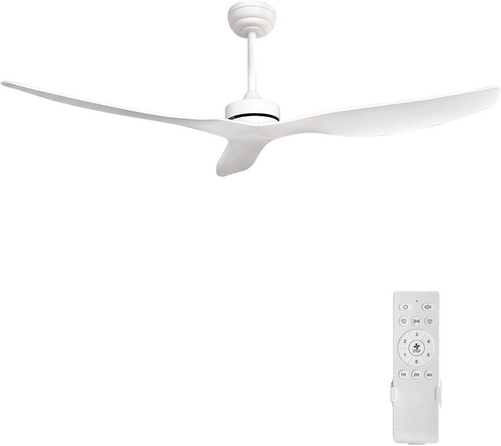 White Ceiling Fan No Light,52' Ceiling Fan Without Light with Remote,3 Blade Reversible,for outdoor indoor Patios/Farmhouse/Bedroom