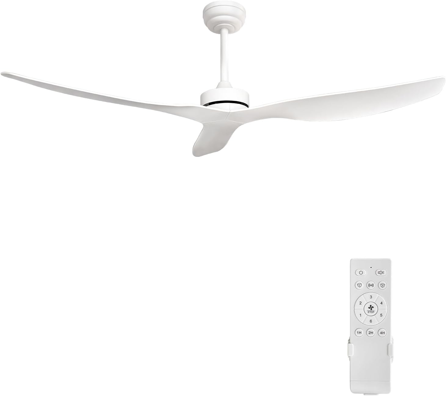 White Ceiling Fan No Light,52' Ceiling Fan Without Light with Remote,3 Blade Reversible,for outdoor indoor Patios/Farmhouse/Bedroom