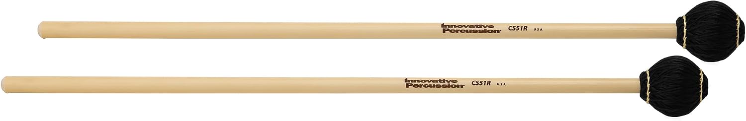 CS51R Innovative Percussion Hard Vibrapon/Marimba Mallet - Black Cord - Rattan