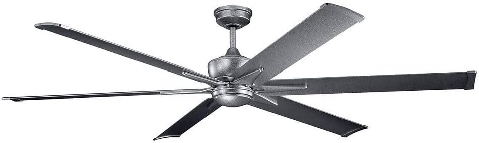 Kichler Szeplo Patio 80' 6 Blade Outdoor Ceiling Fan in a Satin Black finish with an LED Light for Porches and covered Patios, 300301SBK (80' W x 16.25' H)