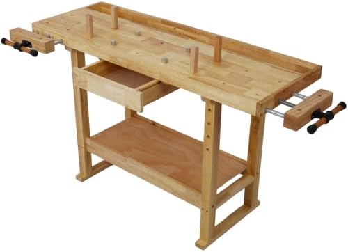55-Inch Wood Workbench - Wooden Workbench for Garage Workshop and Home,with Bar Clamps Set 12 inch x 3inch Throat,Pack of 4