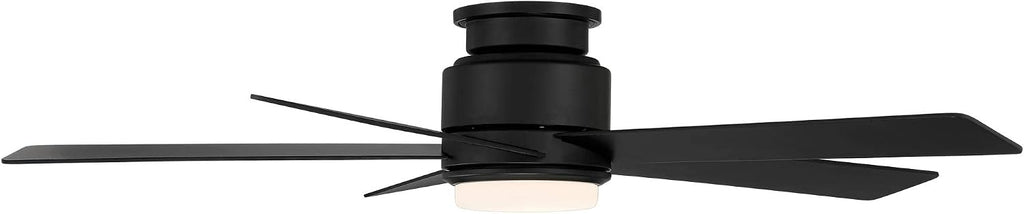 Casa Vieja 52' Grand Palm Modern Outdoor Hugger Ceiling Fan with Dimmable LED Light Remote Control Matte Black White Opal Glass Damp Rated for Patio Exterior House Porch Gazebo Garage Barn