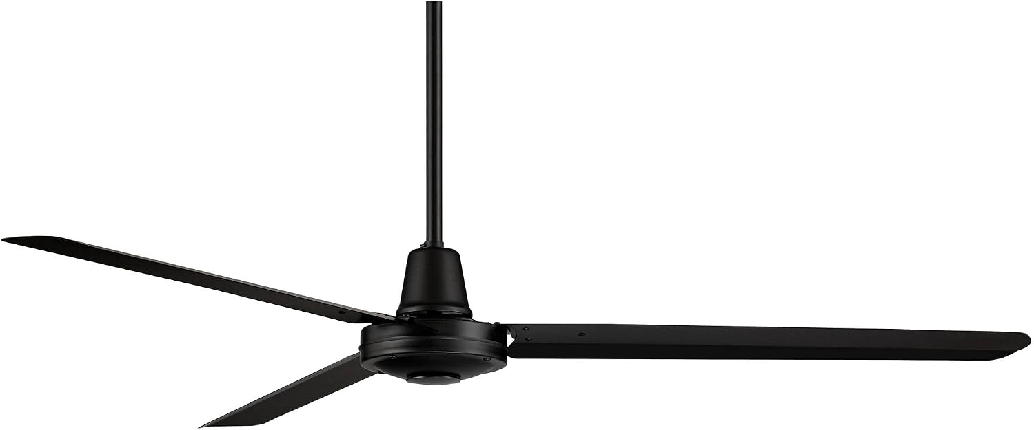 Casa Vieja 60' Turbina DC Industrial Rustic Farmhouse 3 Blade Indoor Outdoor Ceiling Fan with Remote Control Matte Black Damp Rated for Patio Exterior House Home Porch Gazebo Garage Barn