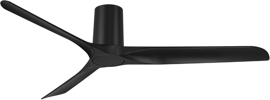 Casa Vieja Zebec 52' Modern Indoor Hugger Flush Mount Ceiling Fan with Remote Control, 3 Blades, 6 Speed Quiet Reversible DC Motor, Timer, Matte Black Finish Low Profile Living Room Kitchen House