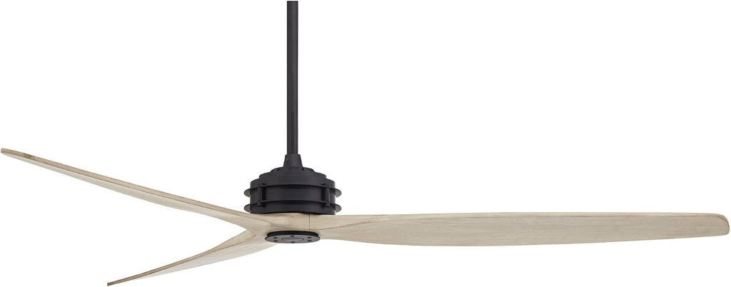 Casa Vieja 62' Coronado Aire Modern Country Cottage Core Indoor Outdoor Ceiling Fan 3 Blade Remote Control Matte Black Finish Motor White Oak Finish Blades Bedroom Patio Damp Rated Decorative