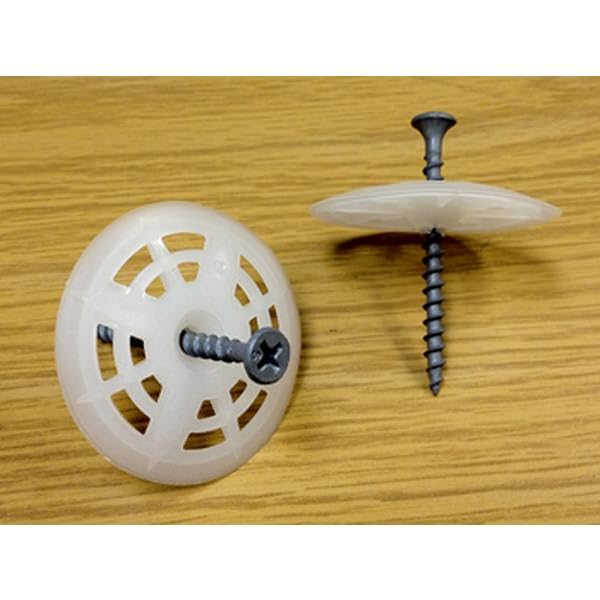 Insulation Board Fastener, 2 Inch Zinc Coated Screws with Polyproplyne Washer, 1000 Count, for EPS and XEPS Installation