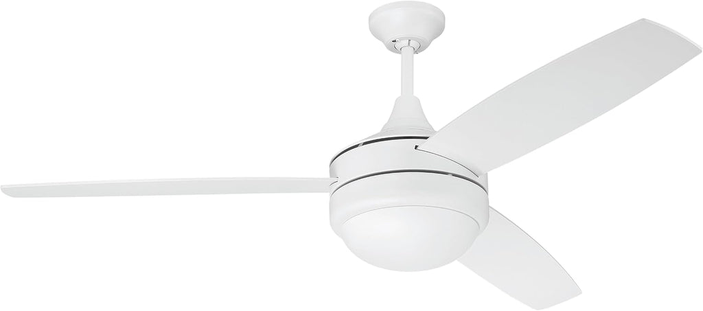 Craftmade 52' Phaze II White Finish Indoor 3-Blade Ceiling Fan & LED Light Kit with 4-Speed Wall Control Included