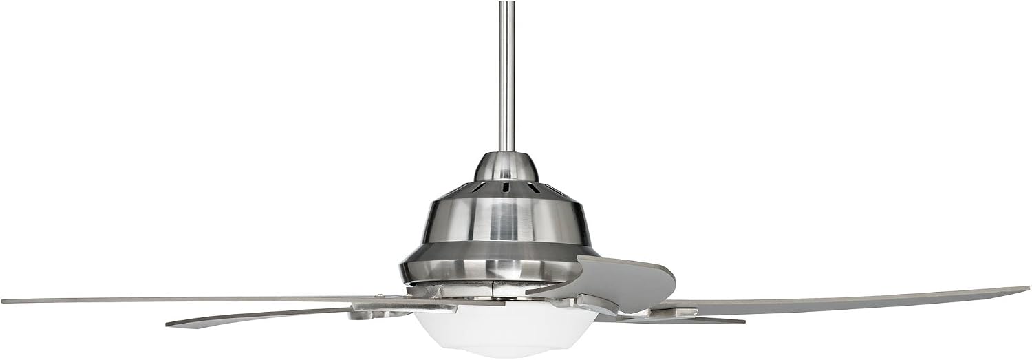 Casa Vieja 52' Capri Modern Indoor Ceiling Fan with LED Light Remote Control Brushed Nickel Silver White Opal Glass for Living Kitchen House Bedroom Family Dining Home Office Kids Room - 12' Downrod