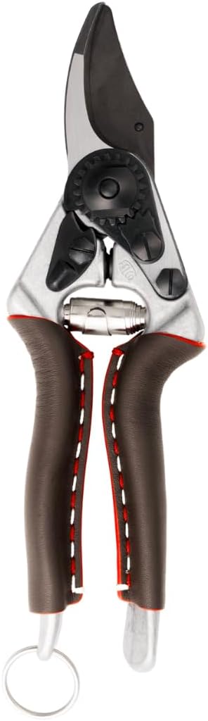 FELCO 6 ELITE Pruning Shears – 7.7' Swiss-Made Garden Clippers with Leather-Wrapped Handle for Medium Right Hands | Hand Pruners for Gardening | Garden Tool Cutter with Bypass Blade, Aluminum Body