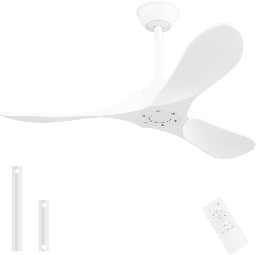 42'' Ceiling Fan no Light,Outdoor Ceiling Fan with Remote Control,3 Solid Wood Blades with Large Airflow for Bedroom,Living Room,Porch (white)