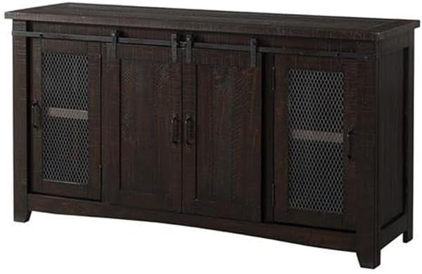 Martin Svensson Home 65' Solid Pine Wood Entertainment Center with Storage. Rustic TV Stand for TVs up to 70.' Sliding Doors, Adjustable Shelves & Cable Management – Espresso Finish