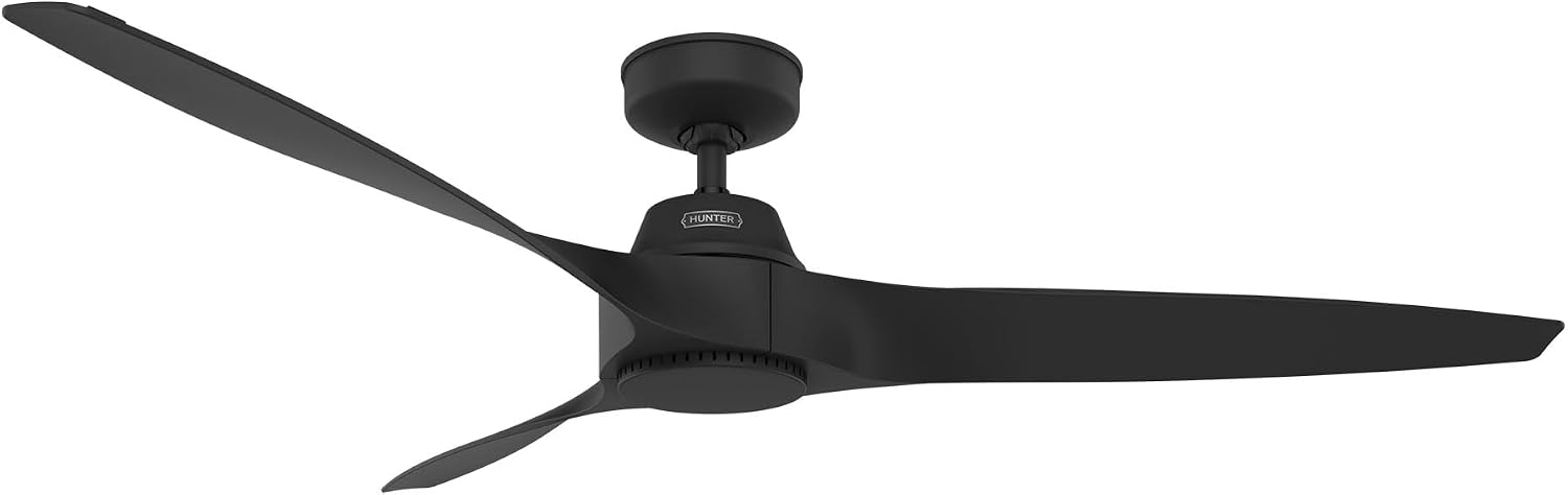 Hunter Fan 60 inch Ceiling Fan with No Light, Outdoor or Indoor Black Ceiling Fan for Porch, Living Room, Office, Kitchen, Garage, 3 Blades (Renewed)