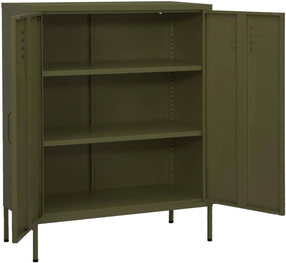 Metal Side Accent Storage Cabinet with Adjustable Shelves, Steel Storage Cabinet for Entryway and Hallway, 31.5'x13.8'x40',-246
