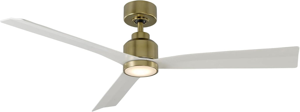 WAC Lighting F-003L-SB/MW Clean 52' Outdoor Ceiling Fan with LED Lights & Remote, Satin Brass/Matte Black