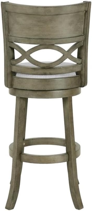 New Classic Furniture Manchester Counter Swivel Bar Stool with Open Back and Fabric Upholstered Seat & Back Rest, 29-Inch, Gray