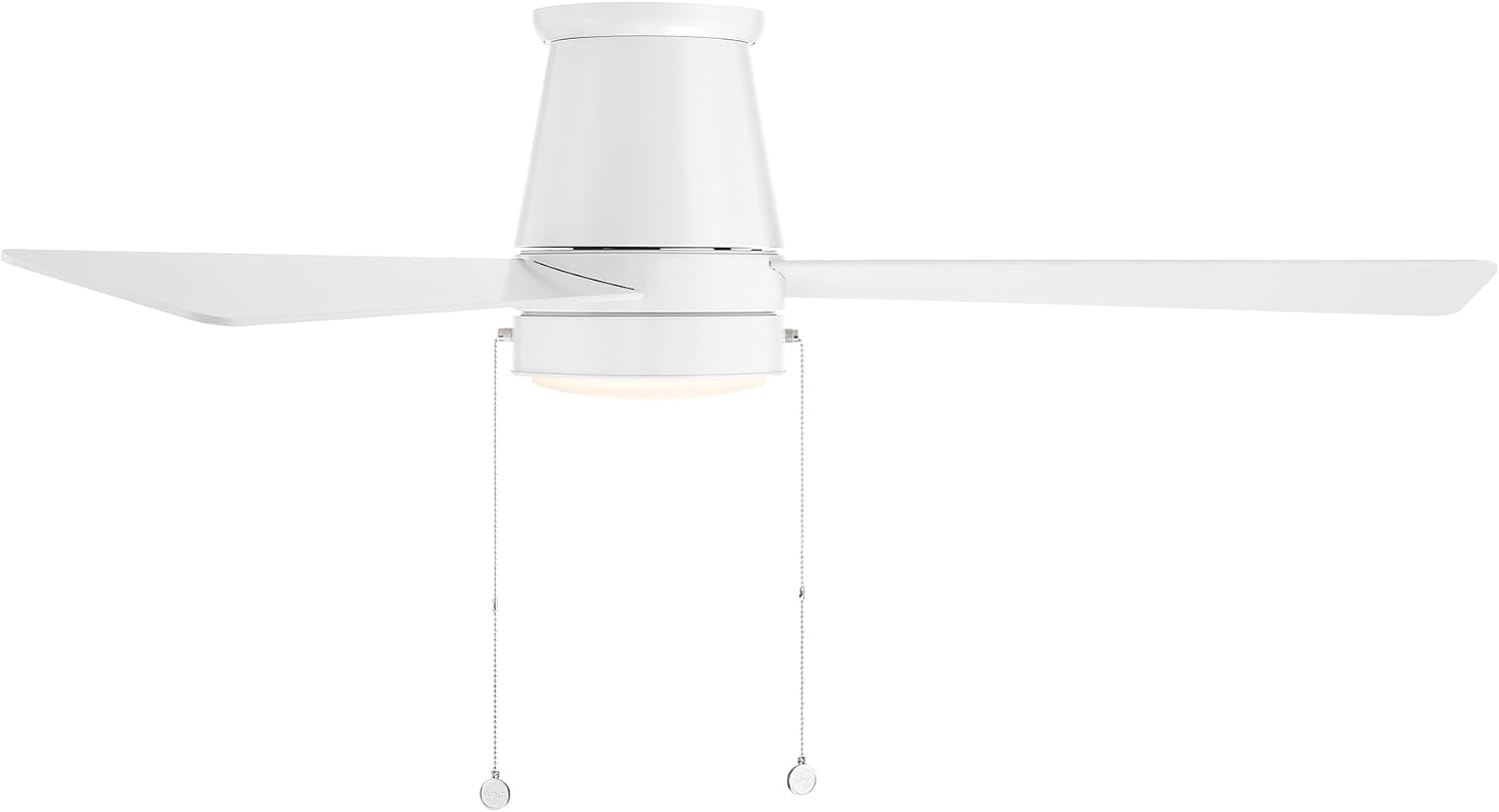 WAC Lighting Hug Indoor or Outdoor 3-Blade 52in Pull Chain Flush Mount Ceiling Fan in Matte White with Adjustable CCT 2700-3000-4000-5000K Dimmable LED Light Kit and Memory Function