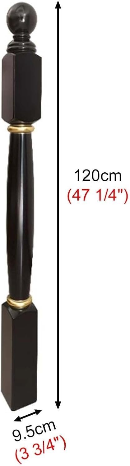 Staircase Baluster 48in High Wood Staircase Newel Post Black, Modern Decorative Stair Newel Post for Stair Remodeling
