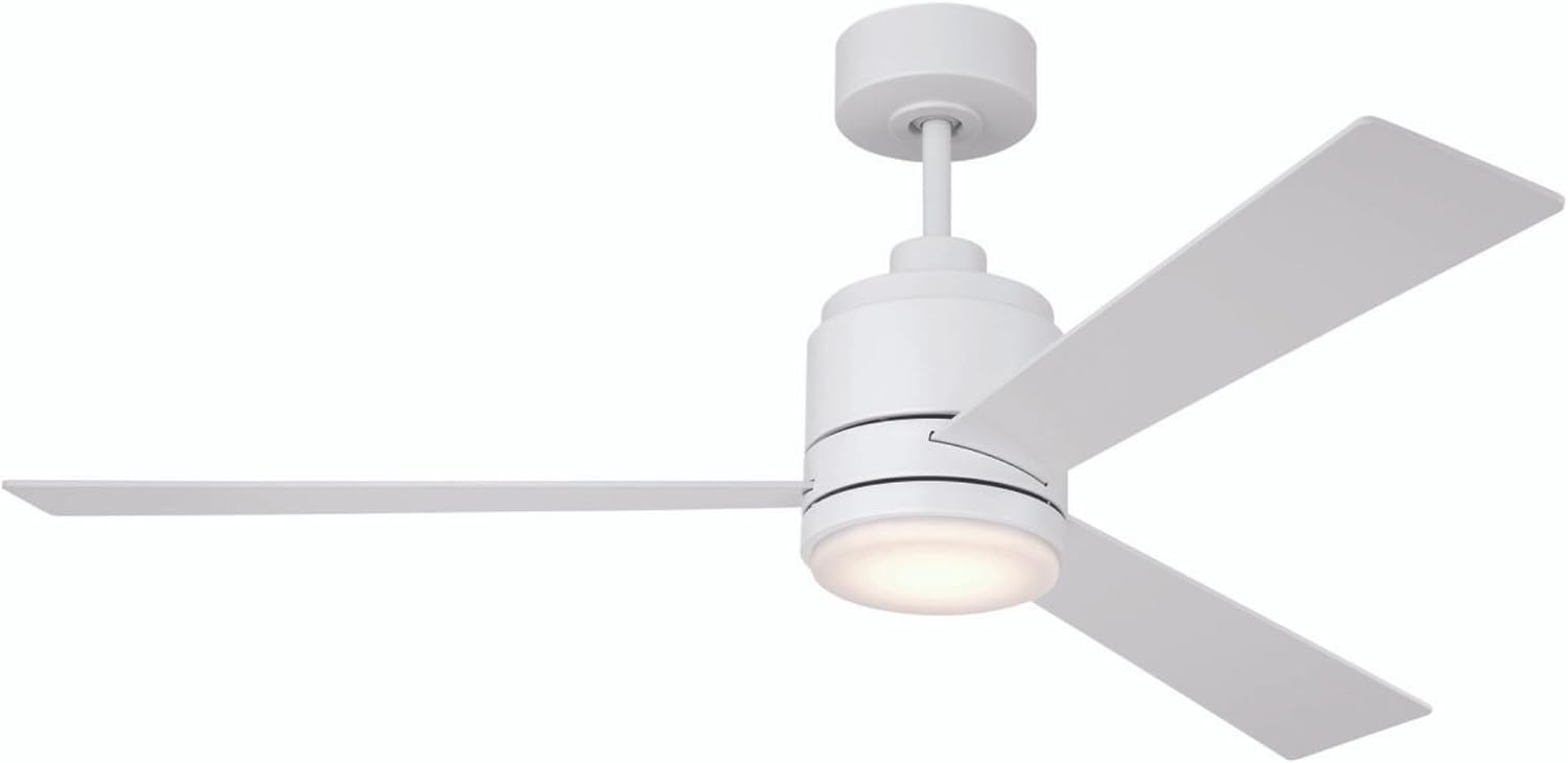 Craftmade MCY42W3 McCoy 42 Inch 3 Blade Ceiling Fan | Integrated LED Light Kit | 1013 Lumens 18 Watt | 3 x White Blades | Includes CM-7W-LED Wall Control | Indoor Rated | White Finish