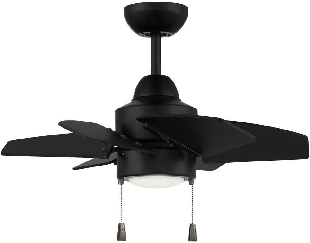 Craftmade 24' Propel II PPT24FB6 Indoor Ceiling Fan in Flat Black Finish with 6 Custom Flat Black Blades Included; Integrated 12W Dimmable LED Light Included