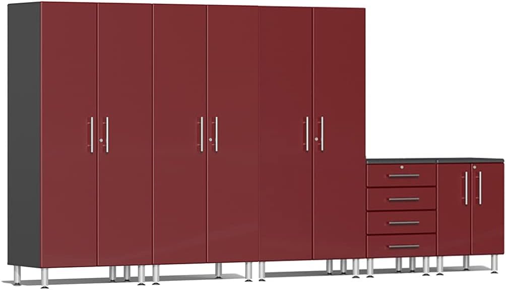 Ulti-MATE UG27050R 5-Piece Garage Cabinet System in Ruby Red Metallic