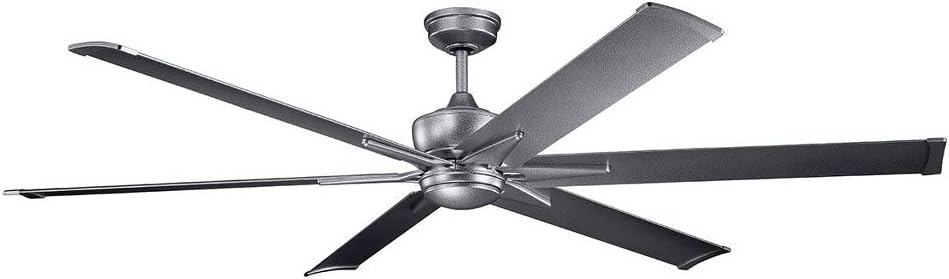 Kichler Szeplo Patio 80' 6 Blade Outdoor Ceiling Fan in a Satin Black finish with an LED Light for Porches and covered Patios, 300301SBK (80' W x 16.25' H)