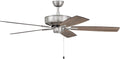Craftmade 52' Pro Plus P52BNK5-52DWGWN Indoor Fan with in Brushed Polished Nickel with Reversible Greywood/Grey Walnut Blades