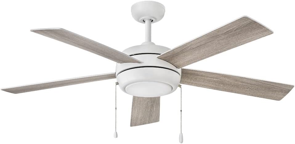 Hinkley Croft 52' Indoor Ceiling Fan with Light, Pull Chain Operation, Reversible Wooden Fan Blades, Integrated LED, Chalk White