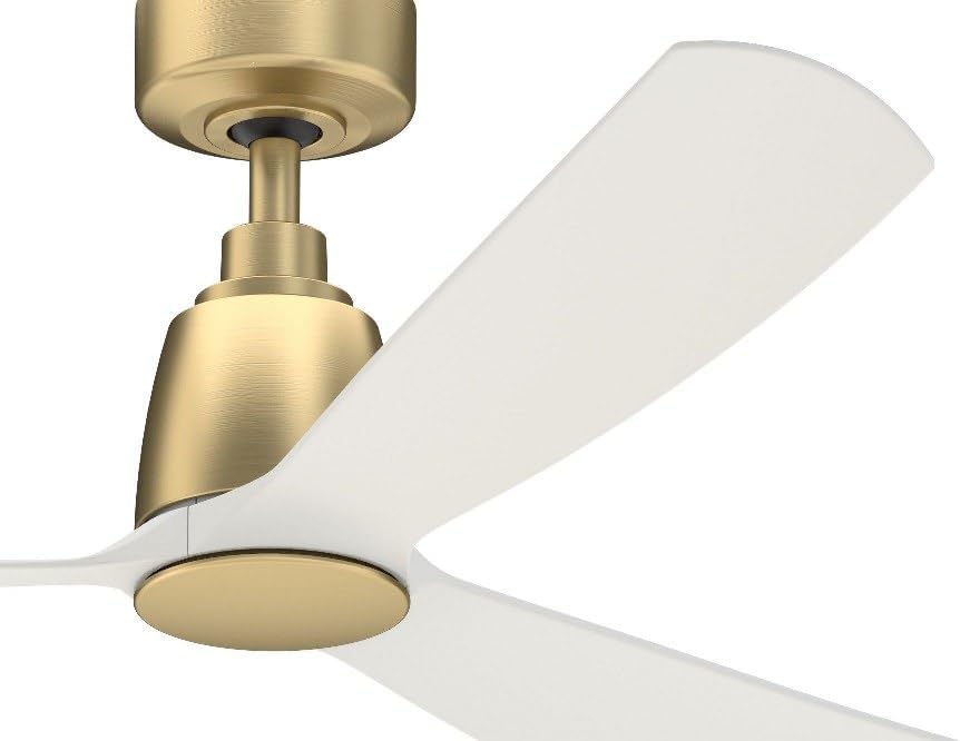 Fanimation Kute 52 inch Indoor/Outdoor Ceiling Fan - Brushed Satin Brass with Matte White blades