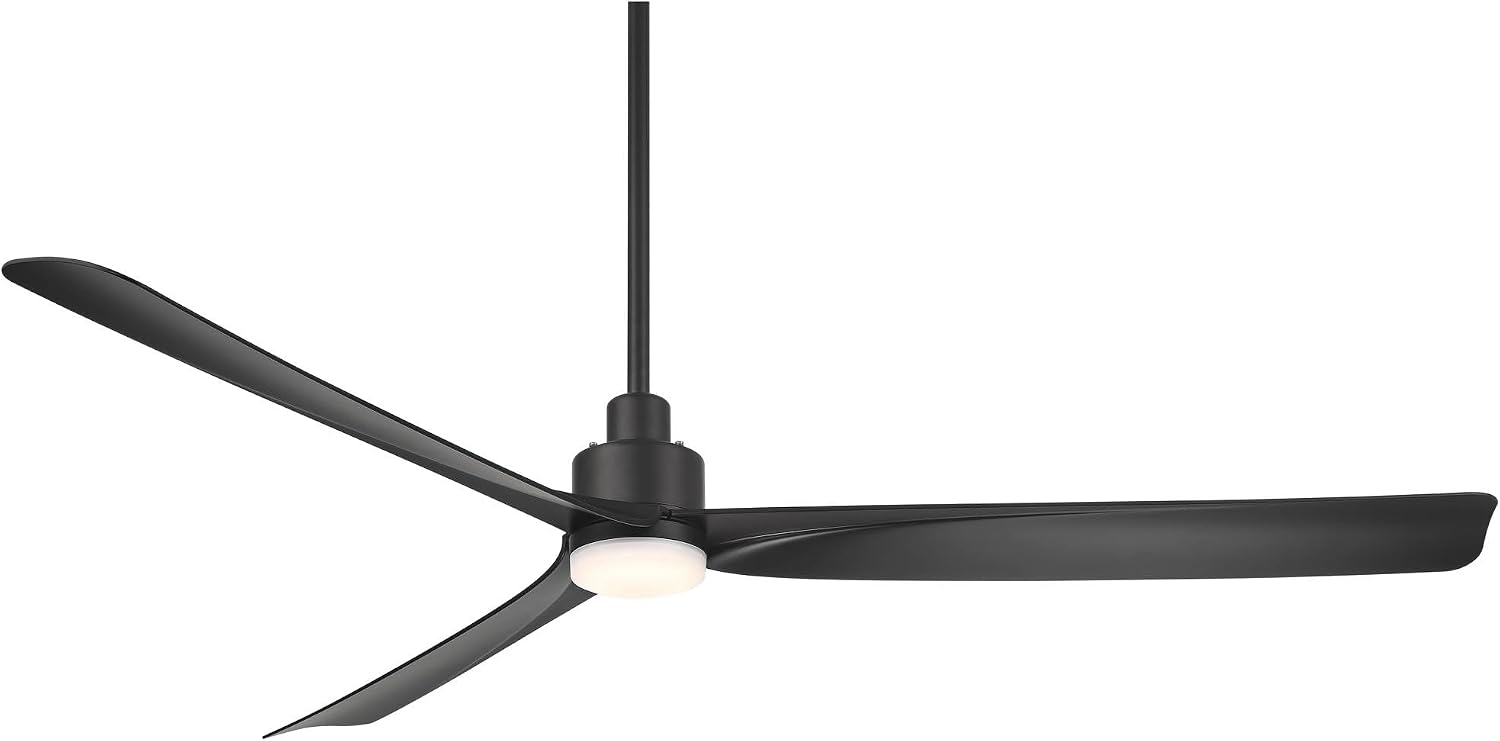 Casa Vieja 60' Sailplane Modern Industrial Indoor Outdoor Ceiling Fan 3 Blade LED Light Remote Control Matte Black Finish Blades Bedroom Patio Living Room Kitchen Damp Rated Decorative DC Motor
