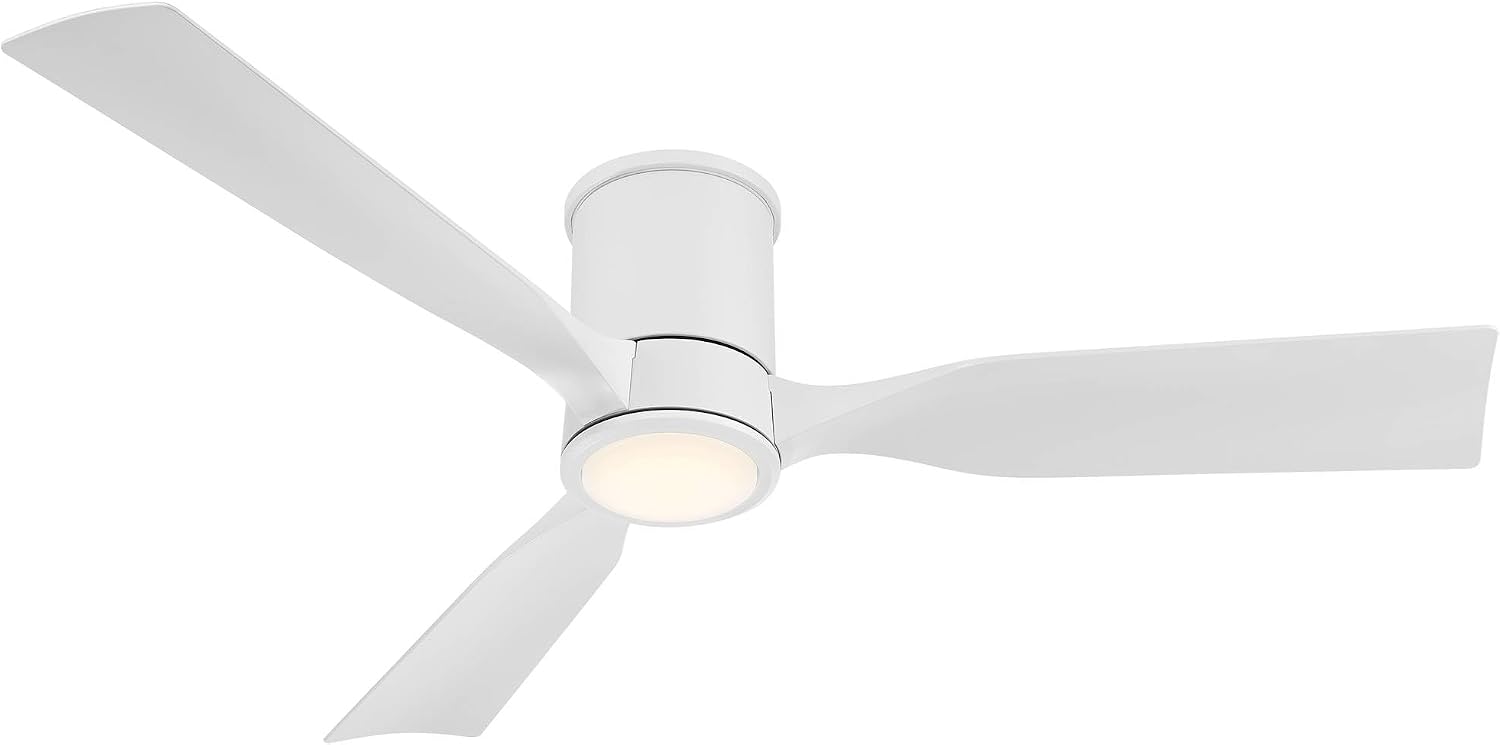 Casa Vieja 56' Keel Modern Indoor Outdoor Ceiling Fan 3 Blade LED Light Remote Control Matte White Finish Blades Bedroom Patio Living Room Kitchen Porch Hugger Damp Rated Flush Mount Garage Exterior