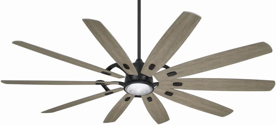 Minka Aire F865L-CL/SG Barn H2O 84' Outdoor Ceiling Fan with LED Lights and Remote Control, Coal