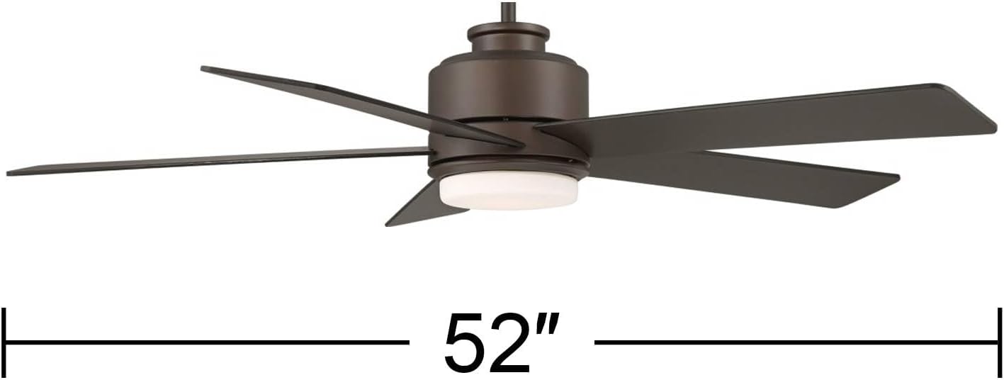 Casa Vieja 52' Grand Palm Modern Indoor Outdoor Ceiling Fan 5 Blade LED Light Remote Control Oil Rubbed Bronze Finish Brown Wood Blades Bedroom Patio Living Room Kitchen Damp Rated Decorative