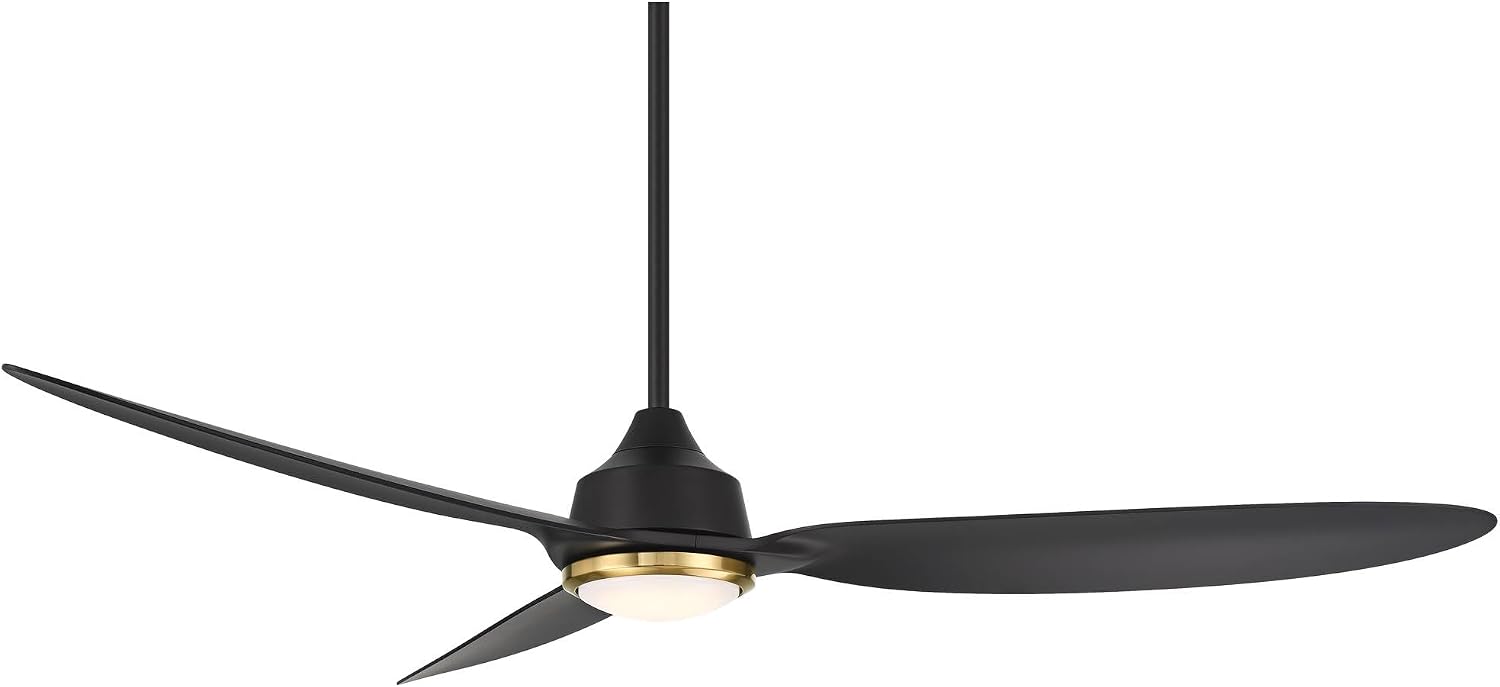 Casa Vieja 60' Revere Mid Century Modern Indoor Outdoor Ceiling Fan 3 Blade Customize LED Remote Control Matte Black Finish Blades Bedroom Patio Living Room Kitchen Damp Rated Decorative DC Motor
