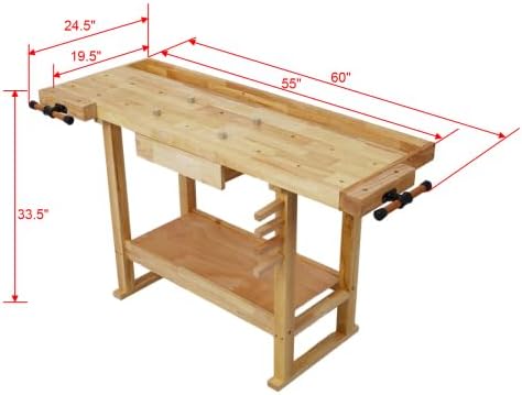 55-Inch Wood Workbench - Wooden Workbench for Garage Workshop and Home,with Bar Clamps Set 12 inch x 3inch Throat,Pack of 4