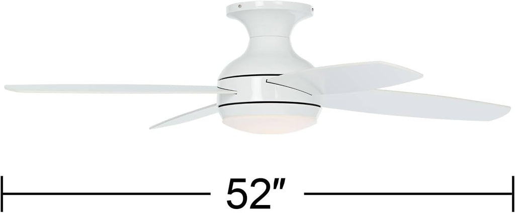 Casa Vieja 52' Elite Modern Industrial Hugger Low Profile Indoor Ceiling Fan with LED Light Dimmable Remote Control White Matte Opal Glass for House Living Room Kitchen Bedroom Family